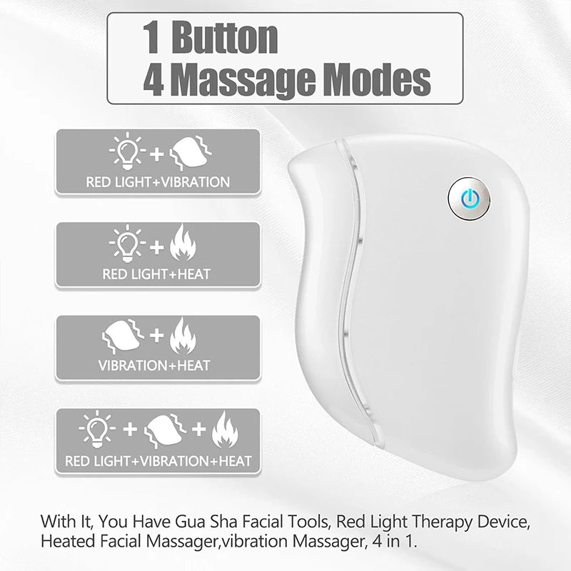 4 in 1 Electric Facial Scraping massager Heat Vibration Sculpting Tightening Anti-Aging Wrinkles Face Puffiness Relief skin care