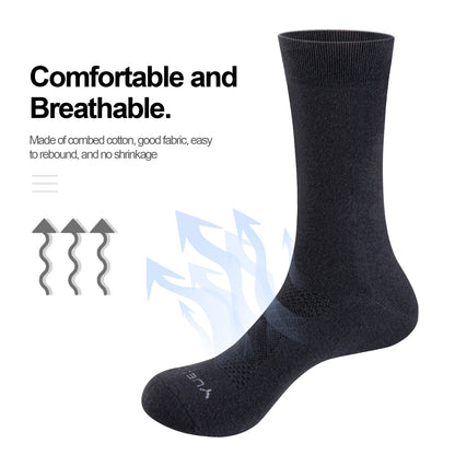 YUEDGE Mens Socks Breathable Comfortable Thin Cotton Socks Classic Casual Mid Crew Calf Business Dress Socks For Size 37-46