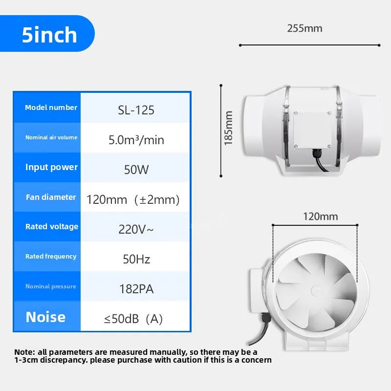 Duct Round 3/4/5/6/8Inch Exhaust Ventilation Fan Kitchen Household Extractor Fan Bathroom Exhaust Fans
