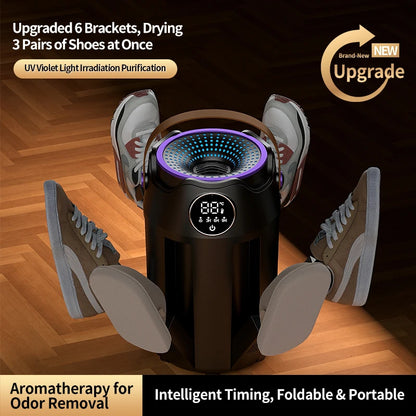 Home intelligent timed folding six arm shoe dryer with shoe heating fast drying deodorization and sterilization function