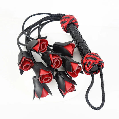 8 Rose Red Black PU Leather Bdsm Whip Bdsm Spanking Flogger Flirting Bondage Restraints Slave Sex Toys for Woman Adult Games