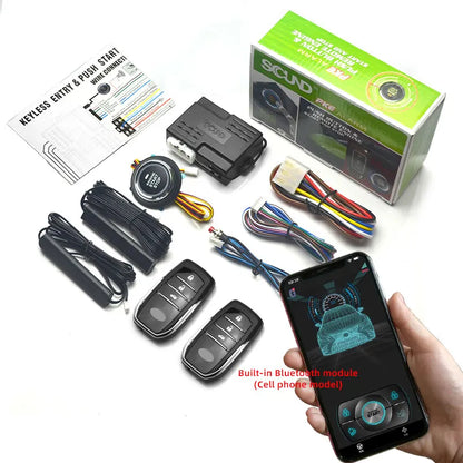 Universal 12V Car Smart Keyless Entry Bluetooth Remote Start System Start Stop Ignition Button Car Alarm Accessories