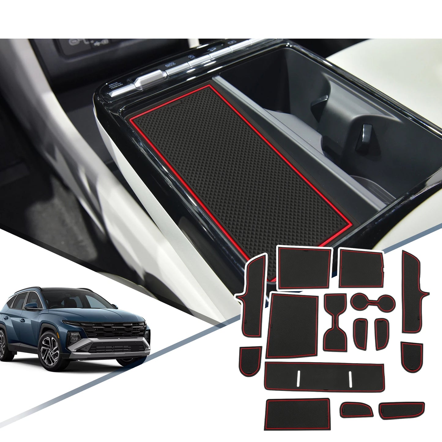 RUIYA for Hyundai Tucson NX4 Limited 2025 2026 Car Door Groove Mat Anti-slip Slot Pad Auto Hyundai Tucson 2025 Accessories