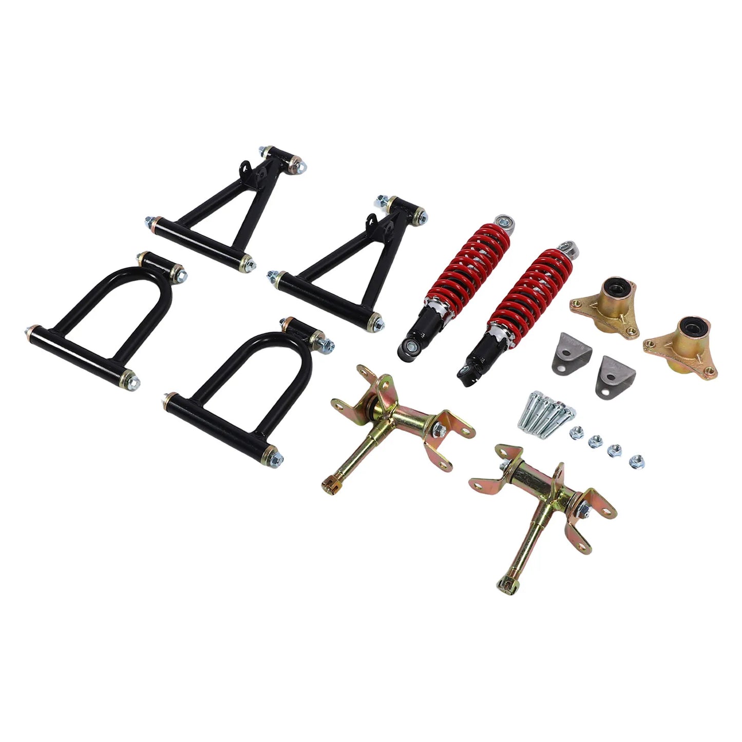 Front Suspension Arm Kit High Strength Enhanced Stability Comfort Upper and Lower Swingarm and Suspension Shock Kit for ATV Quad