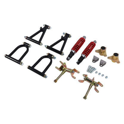 Front Suspension Arm Kit High Strength Enhanced Stability Comfort Upper and Lower Swingarm and Suspension Shock Kit for ATV Quad