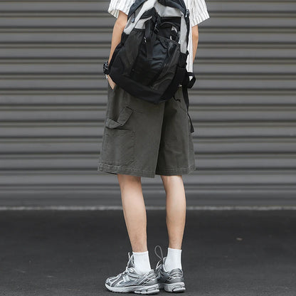 American High Street Cargo Shorts for Men Summer Japanese Retro Five-point Pants Pure Cotton Loose Tooling Outdoor Hiking Pants