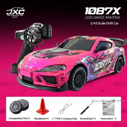 New 1:43 RC Drift Car, 2.4G Four-wheel Drive, with Steering Gyroscope Adjustable Speed Cool Light, JXC SP4301 RC Car Toy Gift