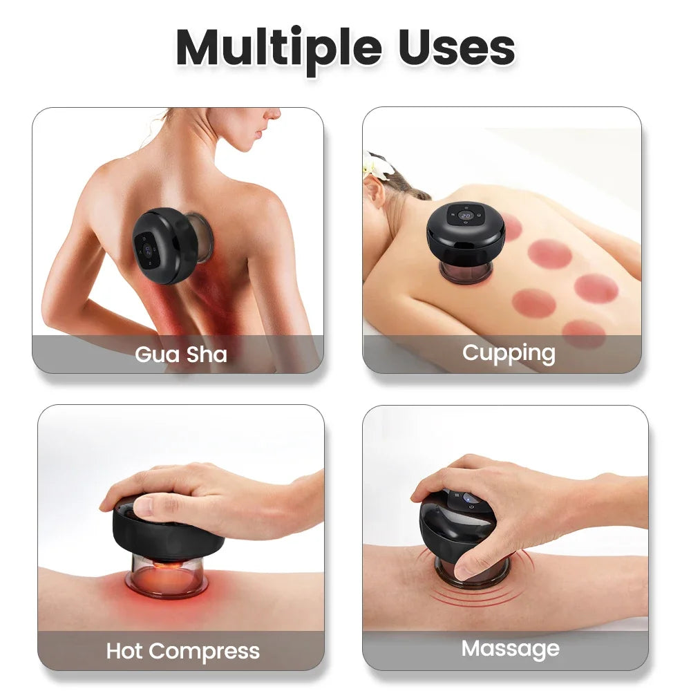 Smart Vacuum Cupping Massager Guasha Scraping Fat Burning Slimming for Muscle Soreness 12 Levels Smart Dynamic Cupping Jar