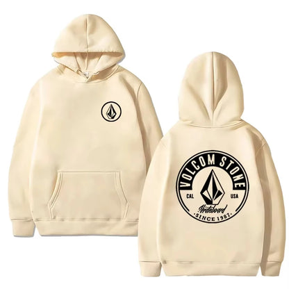 Volcom Stone Double Print Autumn Winter Warm Cotton street style Men's Fleece Hoodie Outdoor Commuter Men's Top High Elastic tos