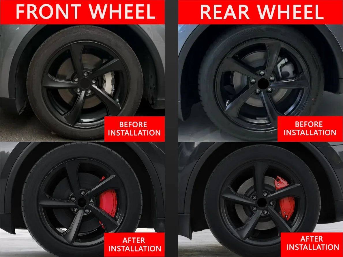 For 2025-2026 Tesla Model Y Juniper, 19/20" Aluminum Brake Caliper Covers 4pcs with stickers, CN/USA or Berlin production