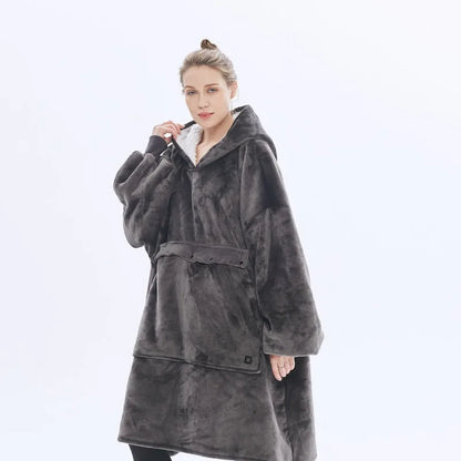 Heated Winter Home Clothes Large Size Blanket Wearable Thiened  Hing Hooded Lazy Blanket USB Heating Couples Robe