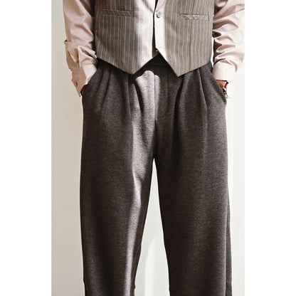 100% Merino Wool Men's Wide Leg Trousers Warm Soft Solid Color Auutumn Winter Casual Fashion Versatile Thickened Pant Men's Pant