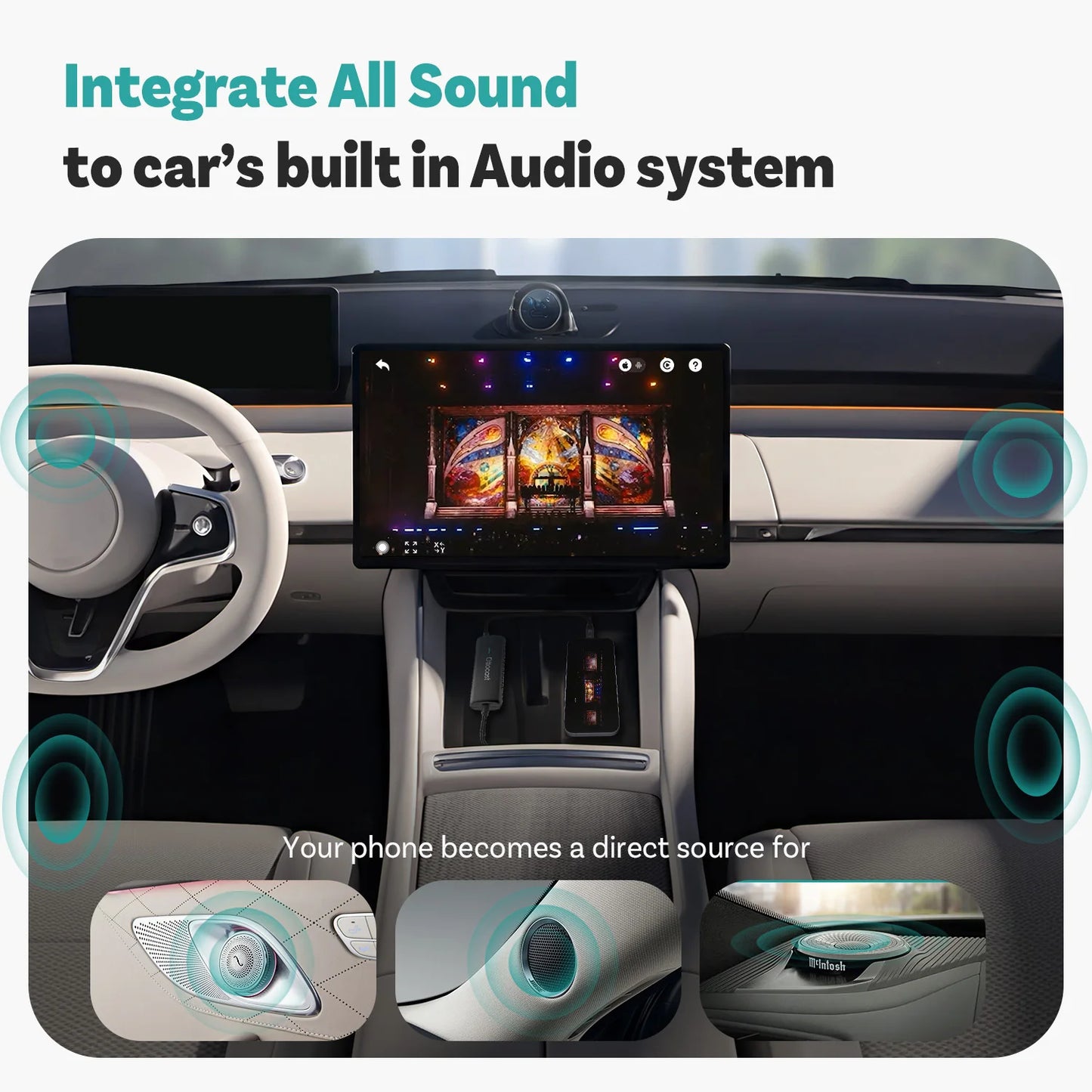 Ottocast Mirror Touch Wireless CarPlay Adapter Bi-Directional Control Dongle for iOS & Android Video Box For Benz Audi Toyota VW