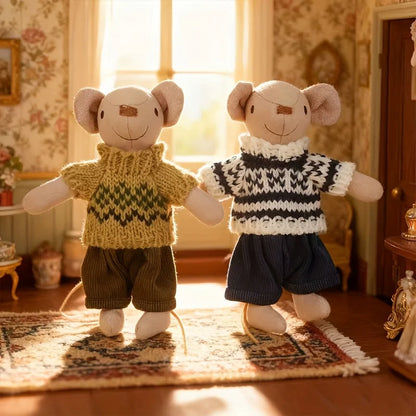 2/3 Pcs, 15/9.5 Cm Tall Interchangeable Mouse Dolls for Dollhouse Miniature Scene Decoration, Christmas and New Year Gifts