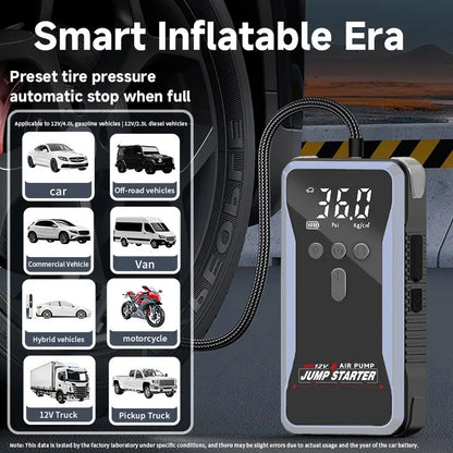 1500A Car Jump Starter Power Bank Portable 150PSI Air Pump Car Battery Emergency Boosters Starting Device Car Starter 2025
