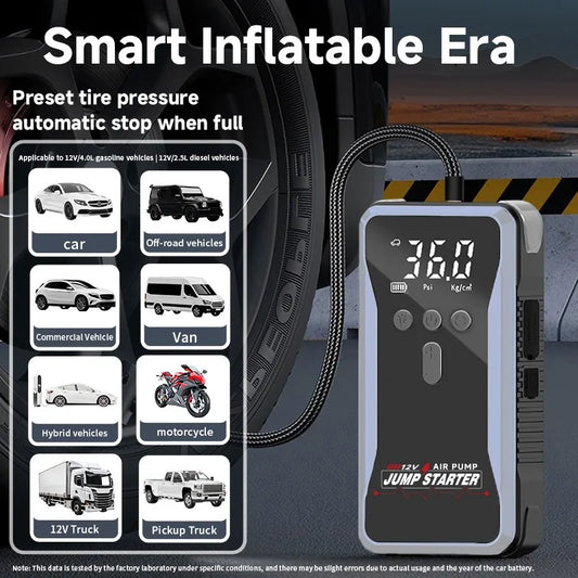 1500A Car Jump Starter Power Bank Portable 150PSI Air Pump Car Battery Emergency Boosters Starting Device Car Starter 2025