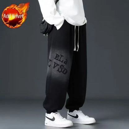 Autumn Winter Men’s Cozy Fleece Lined Pants Loose Sport Joggers for Teens High School Youth Everyday Comfortable Streetwear