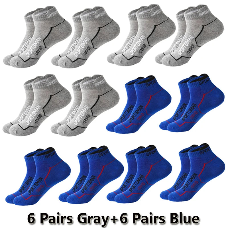 12 Pairs Summer Socks Men's Ankle Running Sports Socks Mesh Breathable Sweat Absorbent and Odor Fitness Low Cut Short Socks Thin