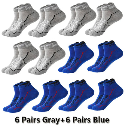 12 Pairs Summer Socks Men's Ankle Running Sports Socks Mesh Breathable Sweat Absorbent and Odor Fitness Low Cut Short Socks Thin