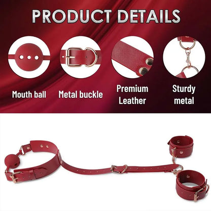 Adjustable BDSM Handcuffs Ankle Bondage Kit Adult Fetish Restraint Set with Harness Bar for Couples Sexual Games