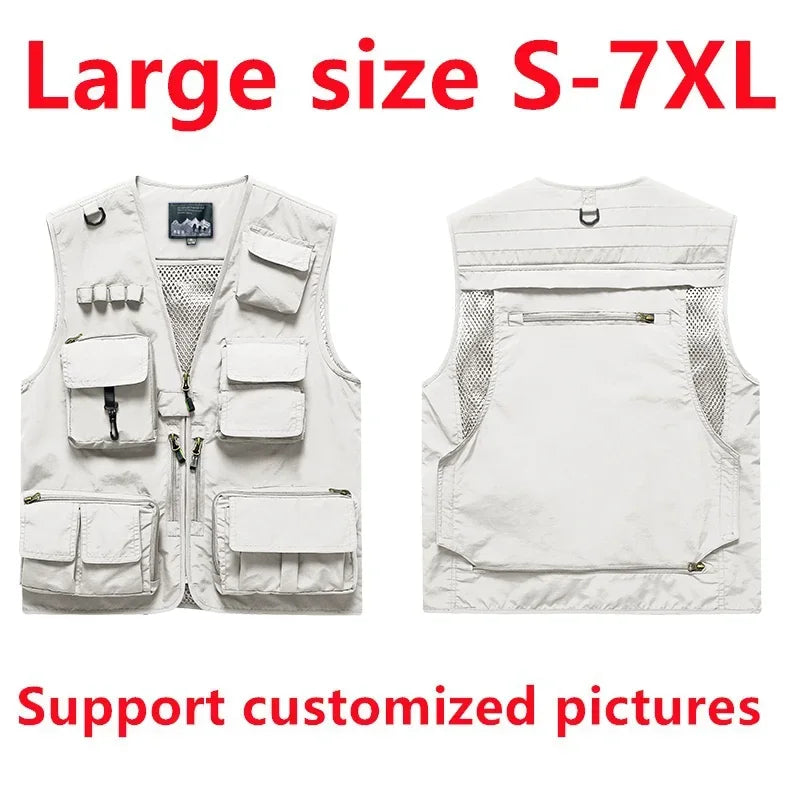 Custom Logo Men's Fleece Vest Winter Warm Sleeveless Jacket Casual Outdoor Sports Waistcoat Male Plus Size 7XL Brand Clothing