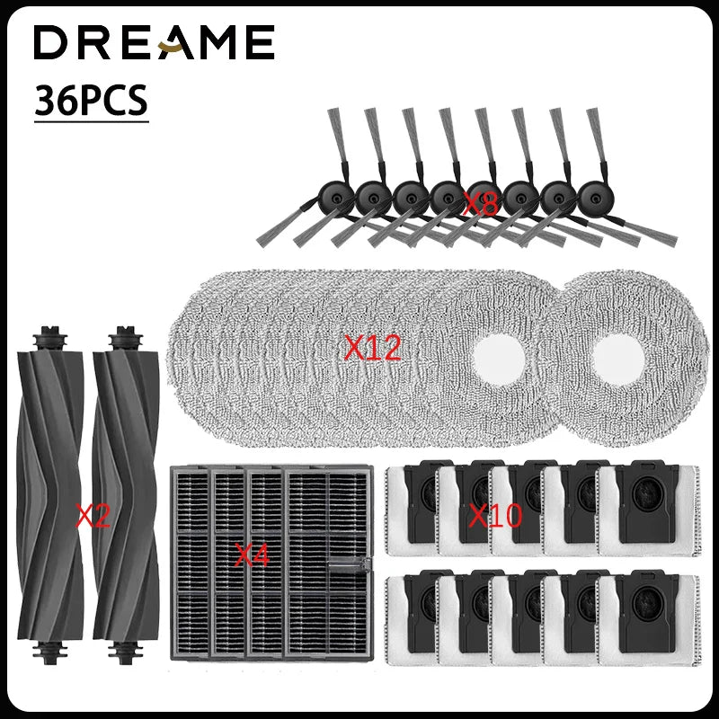 Dreame L40 Ultra / X40 Ultra Complete Vacuum Cleaner Accessories Main Side Brush HEPA Filter Mop Cloths Dust Bag