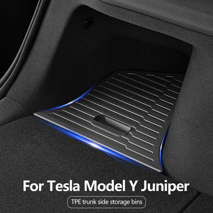 Tesmayx Car Trunk Side Storage Box For Tesla Model Y New Juniper Flocking Cover Mat Partition Board Stowing Space Decoration