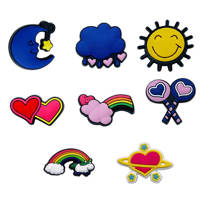 5-100PCS Rainbow Bear Shoes Charms DIY PVC Shoe Bag Wrist Strap Accessories For Wristband Pendant Decoration Kids Party Gifts