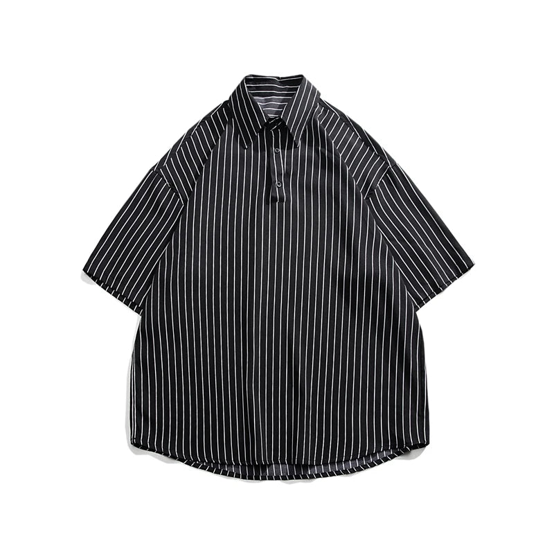 Told Tale Male Simple Stripe Polo Shirt Men Clothing Loose Casual Men's Shirts Summer Male Short Sleeve Shirts Pullover