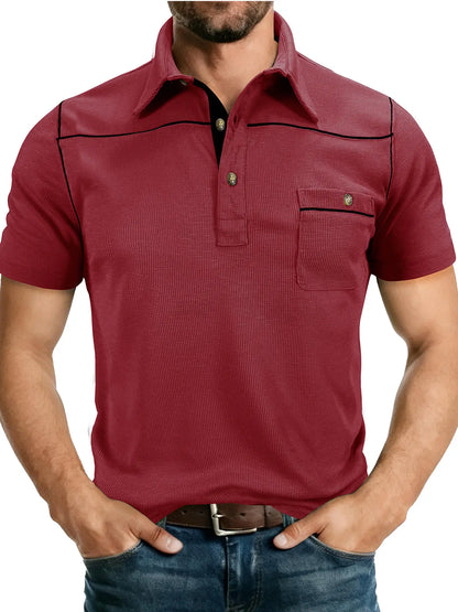 Plus Size Men's Polo Shirt 2026 Summer Fashion Vacation Casual Collared Solid Color Henley T-Shirt Pullover Top