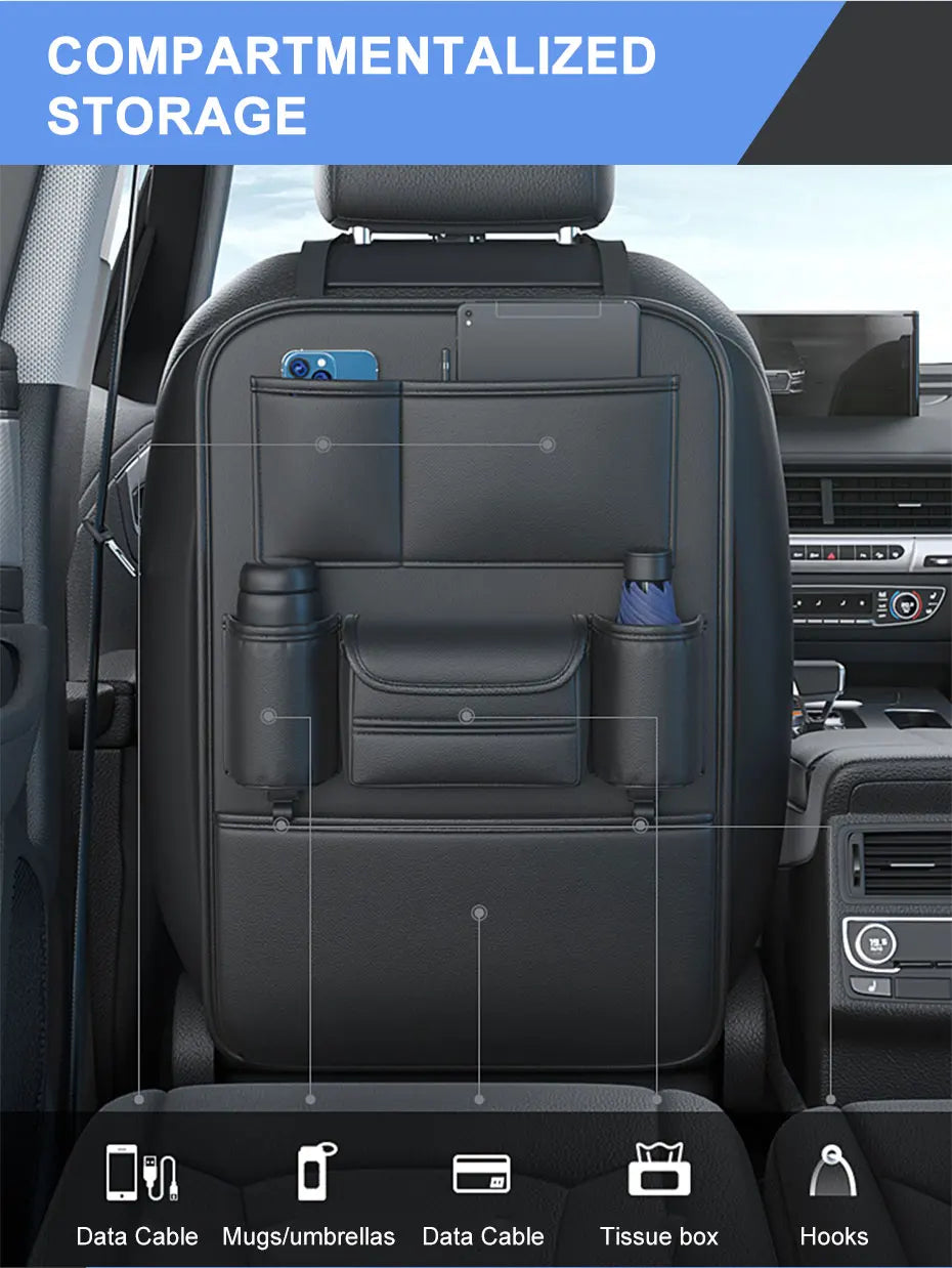 SEAMETAL Car Seat Back Storage Bag Multifunctional Storage Anti-Kick Mats Large Capacity Car Backseat Organizer Protector Pad