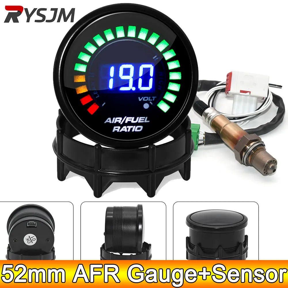 ADQ Digital 52mm Air Fuel Ratio Gauge LED Digital Display With Narrowband O2 Oxygen Sensor 06J906262AA for Gasoline Car 12V