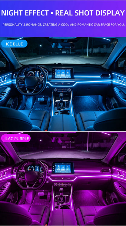 Car 4/5/6in1 Interior Decoration Ambient RGB Fiber-Optic Light Strip USB Dashboard Neon Light Strip App Control Accessories