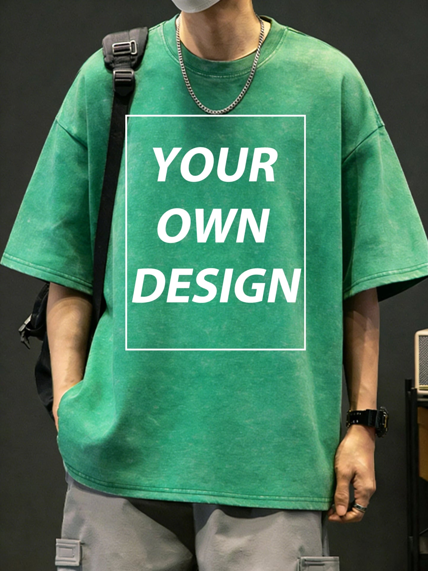 Mens Summer Personalized Pattern Custom Cotton Retro T-Shirts Korean Street Trendy Short Sleeve Breathable Daily Office Team Tee