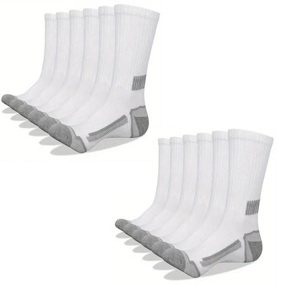12Pairs of MEN'S Sports Socks, Sweat Absorbing, Comfortable and Breathable, Suitable for Basketball Training and Outdoor Running