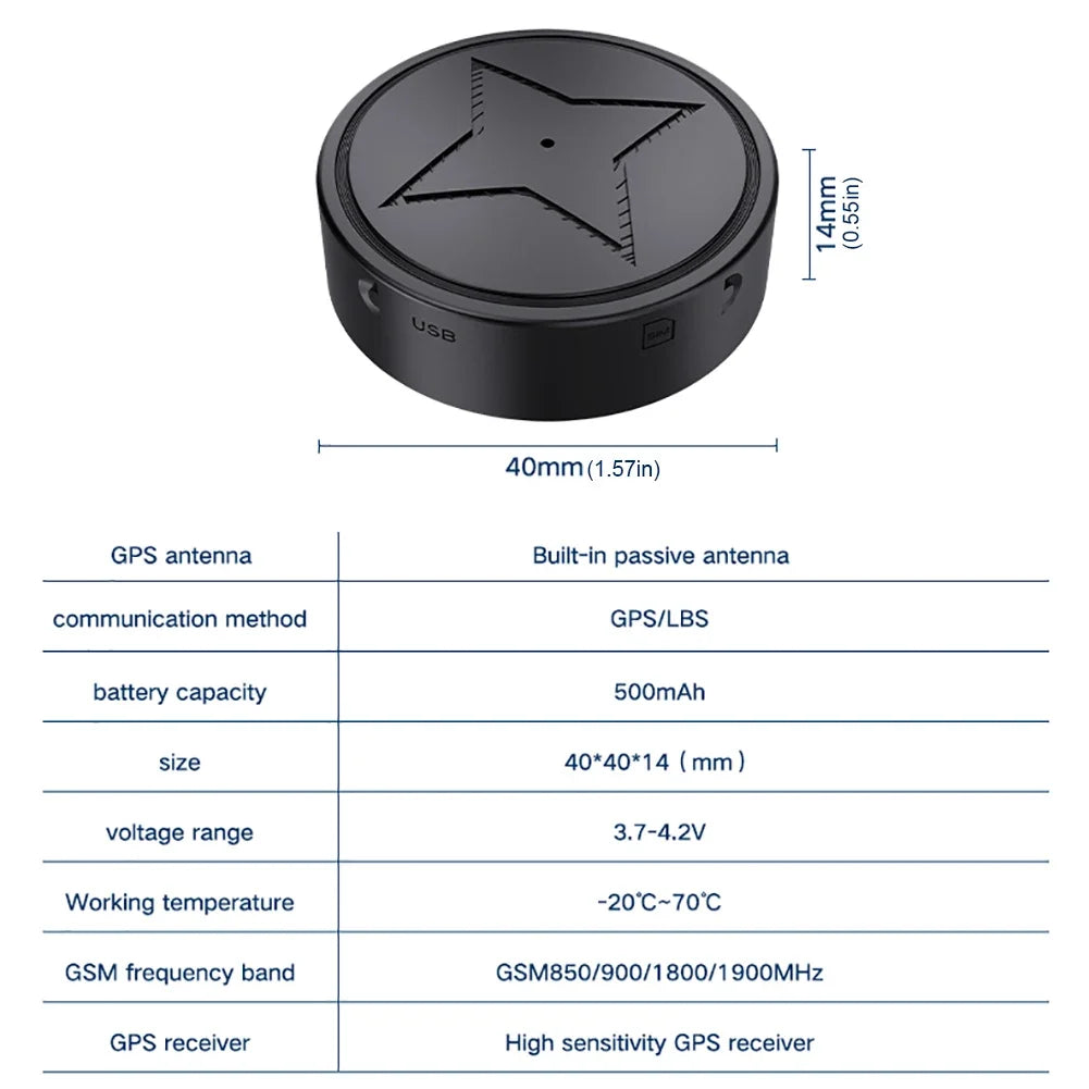 Mini GPS tracker, strong magnetic vehicle mounted motorcycle truck tracker, real-time vehicle tracking locator, anti loss