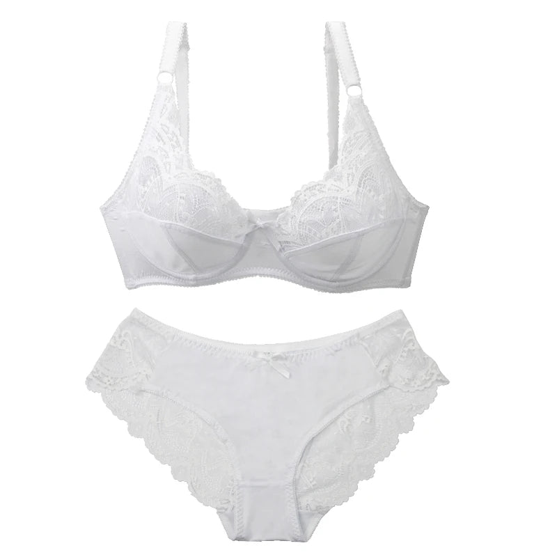 2024 New Sexy 34/75 36/80 38/85 40/90 42/95 44/100 BCDE Bras Set For Women Push Up Underwear Lace Bow Ladies Lingerie