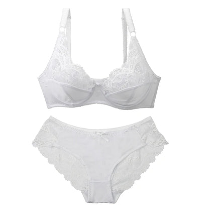 2024 New Sexy 34/75 36/80 38/85 40/90 42/95 44/100 BCDE Bras Set For Women Push Up Underwear Lace Bow Ladies Lingerie