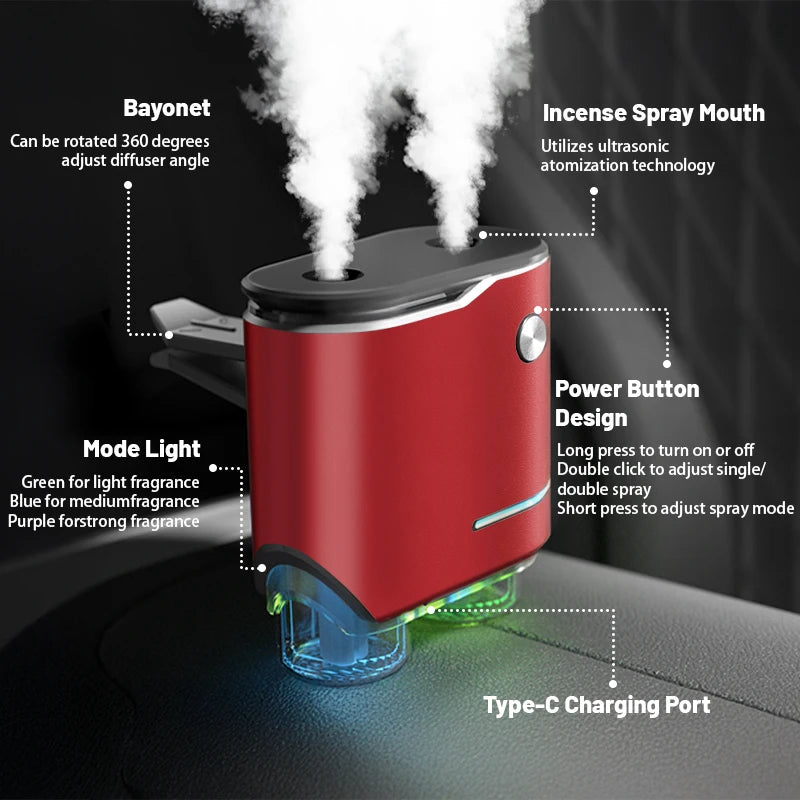 Car air freshener, three strengths adjustable, car aromatherapy machine, portable freshener perfume fragrance
