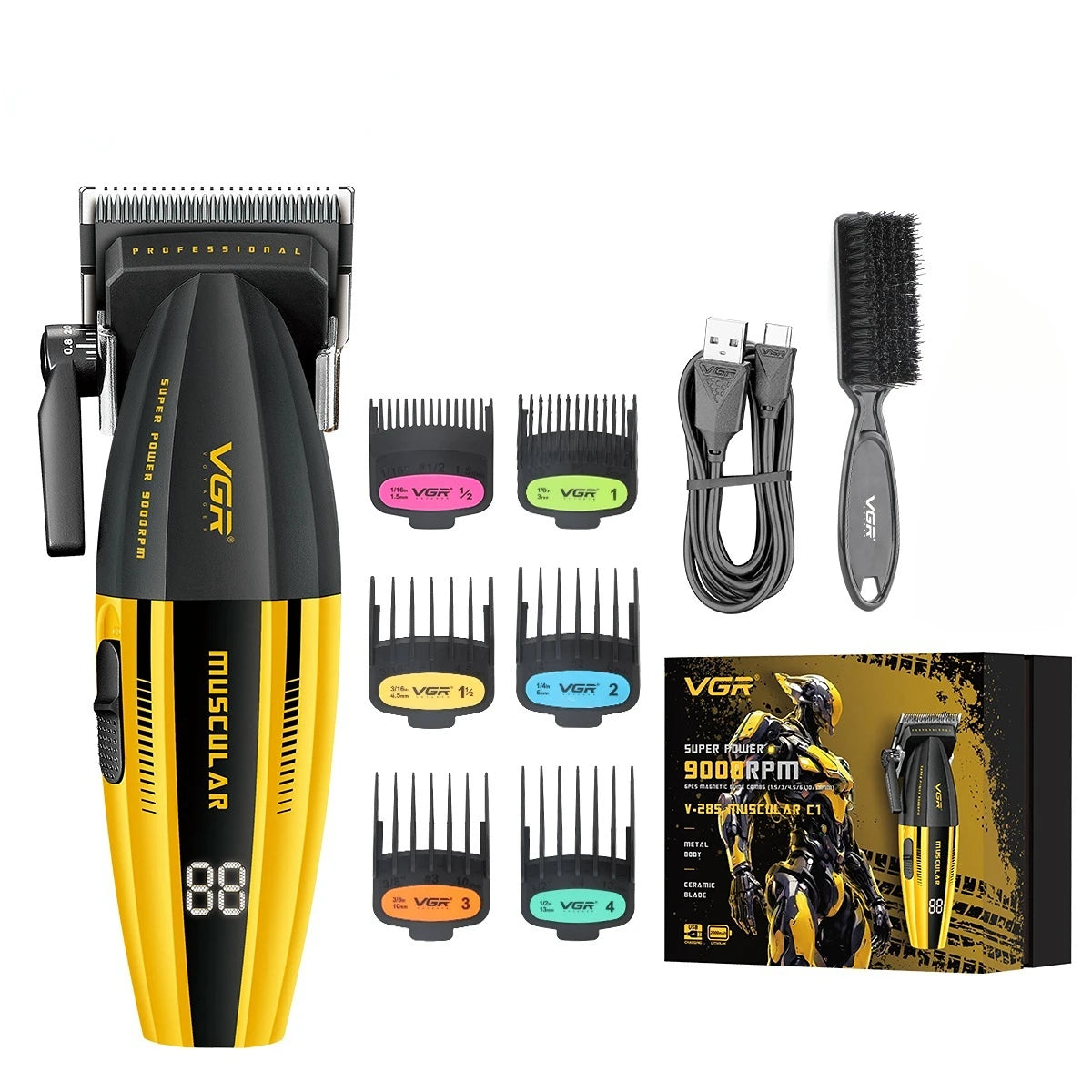 VGR Clipper Professional Hair Trimmer Electric Hair Cutting Machine 9000 RPM Hair Clipper Barber Cordless Clipper for Men V-285
