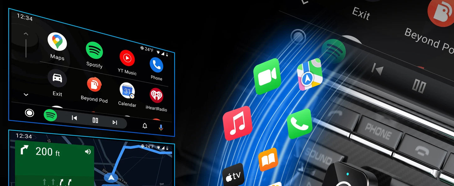 2-in-1 Wireless CarPlay & Android Auto Adapter , Universal Fit for Most Cars,  Wireless Connection, Plug & Play iOS/Android