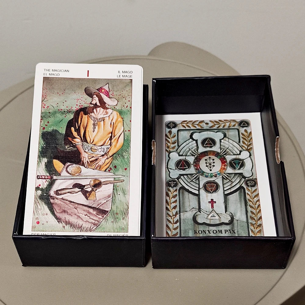 Initiatory Golden Dawn Tarot Deck 78 Cards Occult Esoteric Divination Game Set in Rigid Box Double-embossed Cardstock 12*7cm