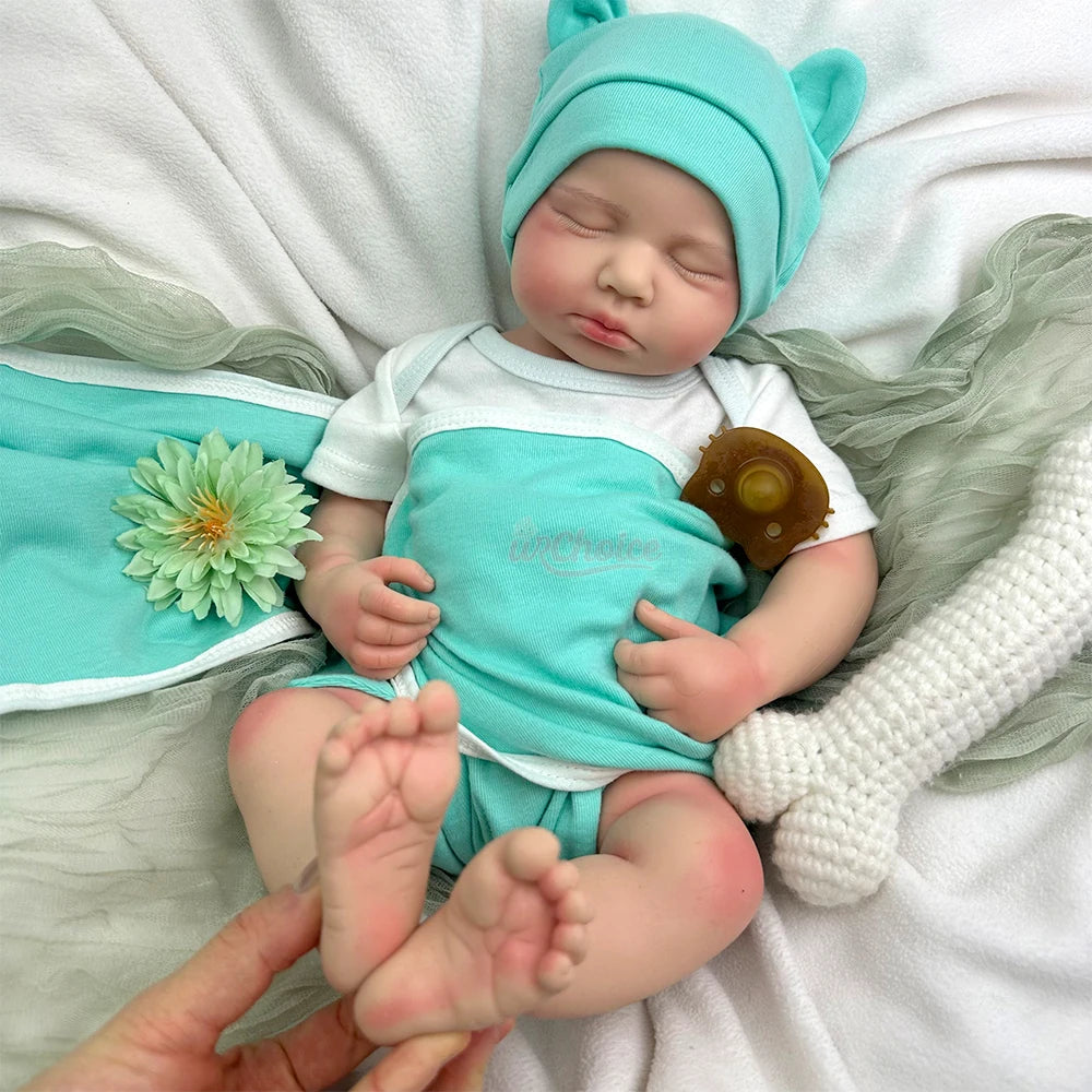 Open Mouth 20" Realistic Newborn Silicone Reborn Baby Loulou Weighted Handmade Reborn Doll Close Eyes Sleeping Veins For Kid Toy