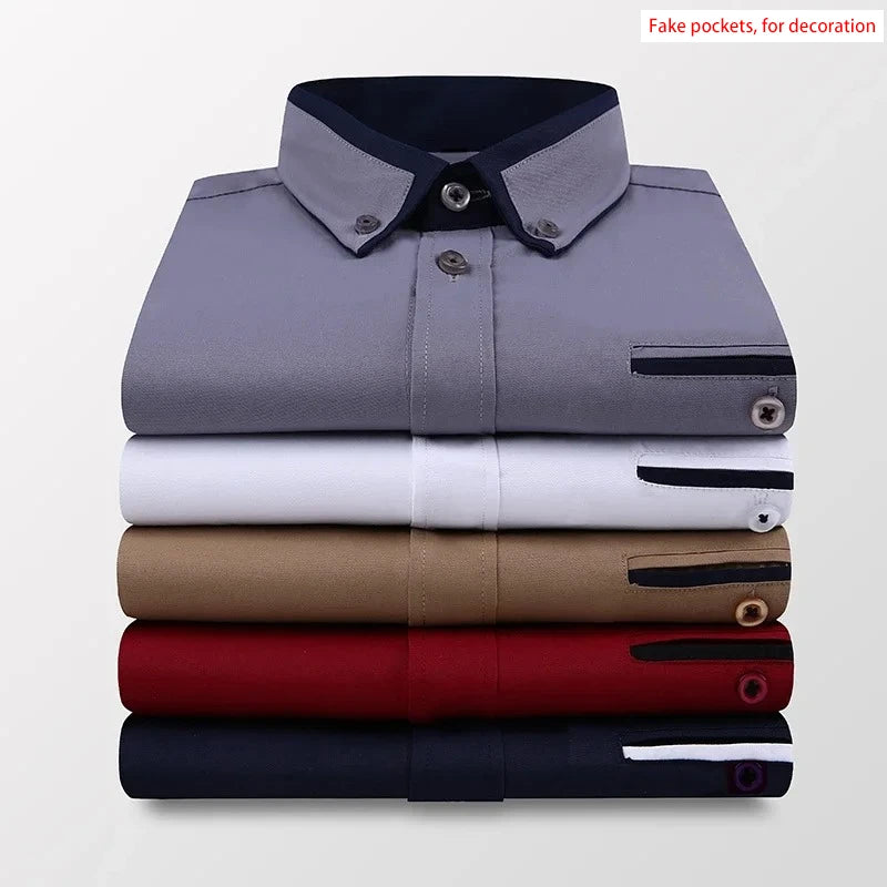 BROWON Plus Size 5XL Summer Business Shirt Men Short Sleeves Button Up Shirt Turn-down Collar Casual Shirts Mens Clothing