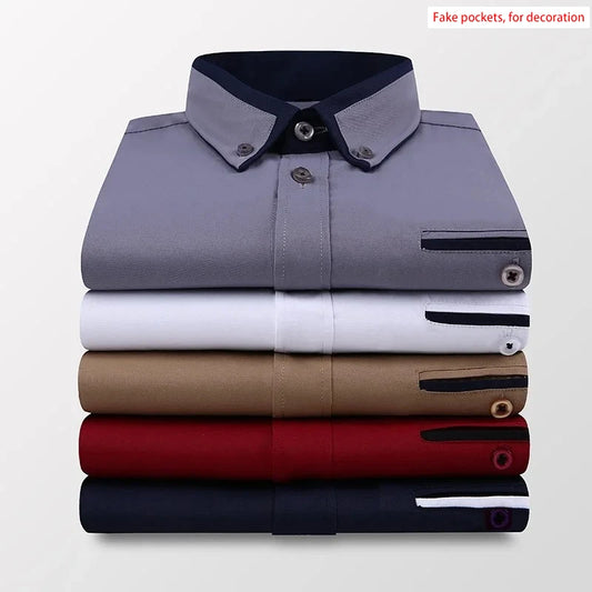 BROWON Plus Size 5XL Summer Business Shirt Men Short Sleeves Button Up Shirt Turn-down Collar Casual Shirts Mens Clothing