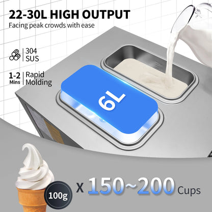SucceBuy 22-30 L/H Soft Ice Cream Machines Commercial Tricolor Desktop Sweet Cone Freezing Equipment Vending Machine