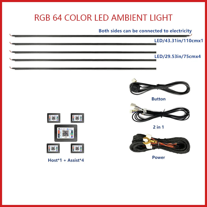 20 in1 New 2026 Smart Car Interior LED Ambient Lighting Welcome Mode Hidden Design Premium In Car Atmosphere Enhancement 64color