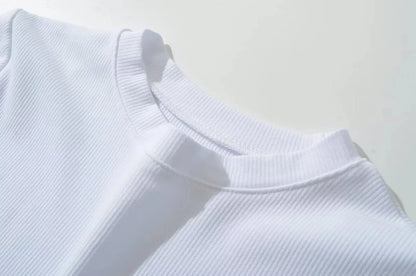 Summer Short Sleeve O-neck Knitted Bodysuits Women Stretchable Slim Basic Solid Color Tops