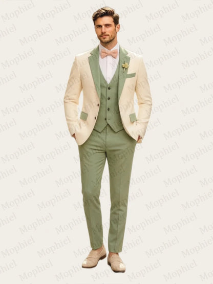 Wedding Men Suits 2 Pieces Notched Lapel Single Breasted Prom Suit for Man Tuxedo Slim Fit Blzer Jacket+Vest+Pants Customized