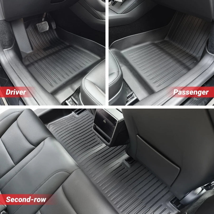 For 2024 Tesla Model 3 Highland Floor Mats with Door Sill Protector Full Cover Floor Liners with Front Rear Cargo Liner Seatback